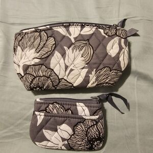 EUC Vera Bradley Cosmetic Pouch and Mini Pouch in Moon Shower Meadow